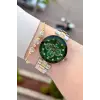 Kadranı Yeşil Kordonu Gold Gümüş Renk Hediye Paketli 32 Mm Kadın Kol Saati