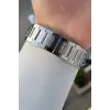 Kadranı Siyah Kordonu Gümüş Renk Takvimli Hediye Paketli Erkek Kol Saati