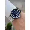 Kadranı Lacivert Kordonu Gümüş Renk Hediye Paketli Erkek Kol Saati
