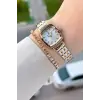Gold Gümüş Renk Hediye Paketli 22 Mm Kadın Kol Saati ve Bileklik