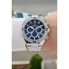 Kadranı Lacivert Kordonu Gümüş Renk 46,5 Mm Hediye Paketli Erkek Kol Saati