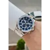 Kadranı Lacivert Kordonu Gümüş Renk 46,5 Mm Hediye Paketli Erkek Kol Saati