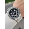 Kadranı Siyah Kordonu Gümüş Renk 46,5 Mm Hediye Paketli Erkek Kol Saati