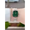 Kadranı Yeşil Kordonu Rose Gümüş Renk Hediye Paketli 22 Mm Kadın Kol Saati
