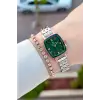 Kadranı Yeşil Kordonu Rose Gümüş Renk Hediye Paketli 22 Mm Kadın Kol Saati