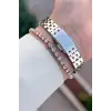 Kadranı Yeşil Kordonu Rose Gümüş Renk Hediye Paketli 22 Mm Kadın Kol Saati