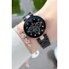 Kasası Rose Kordonu Siyah Renk Hediye Paketli 32 Mm Kadın kol Saati