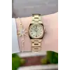 Kadranı Sarı Kordonu Gold Renk Hediye Paketli 22,5 Mm Kadın Kol Saati