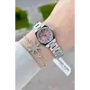 Kadranı Pembe Kordonu Gümüş Renk Hediye Paketli 22,5 Mm Kadın Kol Saati