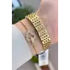 Gold Renk 25 Mm Kadın Kol Saati ve Bileklik