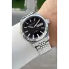 Kadranı Siyah Kordonu Gümüş Renk Hediye Paketli 40 Mm Erkek Kol Saati