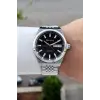 Kadranı Siyah Kordonu Gümüş Renk Hediye Paketli 40 Mm Erkek Kol Saati