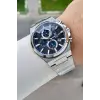 Kadranı Lacivert Kordonu Gümüş Renk Hediye Paketli 44 Mm Erkek Kol Saati