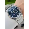 Kadranı Lacivert Kordonu Gümüş Renk Hediye Paketli 44 Mm Erkek Kol Saati