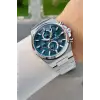 Kadranı Mavi Kordonu Gümüş Renk Hediye Paketli 44 Mm Erkek Kol Saati