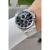 Kadranı Siyah Kordonu Gümüş Renk Hediye Paketli 44 Mm Erkek Kol Saati