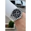 Kadranı Siyah Kordonu Gümüş Renk Hediye Paketli 44 Mm Erkek Kol Saati