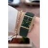 Kasası Gold Kordonu Yeşil Renk Kadın Kol Saati ve Bileklik