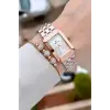 Rose Gümüş Renk Hediye Paketli 22 Mm Kadın Kol Saati ve Bileklik ve Bileklik