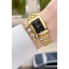Kadranı Siyah Kodronu Gold Renk Hediye Paketli 22 Mm Kadın Kol Saati ve Bileklik ve Bileklik