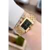 Kadranı Siyah Kodronu Gold Renk Hediye Paketli 22 Mm Kadın Kol Saati ve Bileklik ve Bileklik