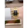 Kadranı Siyah Kodronu Gold Renk Hediye Paketli 22 Mm Kadın Kol Saati ve Bileklik ve Bileklik