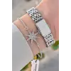 Gümüş Renk Hediye Paketli 24 Mm Kadın Kol Saati ve Bileklik