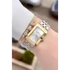 Gold Gümüş Renk Hediye Paketli 22 Mm Kadın Kol Saati ve Bileklik ve Bileklik