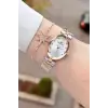 Rose Gümüş Renk Hediye Paketli 24 Mm Kadın Kol Saati ve Bileklik