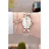 Rose Gümüş Renk Hediye Paketli 24 Mm Kadın Kol Saati ve Bileklik