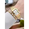 Gold Renk Hediye Paketli 22 Mm Kadın Kol Saati ve Bileklik ve Bileklik