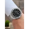 Kadranı Siyah Kordonu Gümüş Renk 44 Mm Hediye Paketli İç Göstergeleri Aktif Erkek Kol Saati
