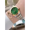 Kadranı Yeşil Kordonu Rose Gümüş Renk 30 Mm Kadın Kol Saati ve Bileklik