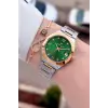 Kadranı Yeşil Kordonu Rose Gümüş Renk 30 Mm Kadın Kol Saati ve Bileklik