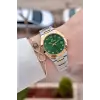 Kadranı Yeşil Kordonu Rose Gümüş Renk 30 Mm Kadın Kol Saati ve Bileklik
