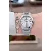 Gümüş Renk 30 Mm Kadın Kol Saati ve Bileklik