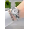 Gümüş Renk 30 Mm Kadın Kol Saati ve Bileklik