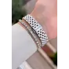 Gümüş Renk 30 Mm Kadın Kol Saati ve Bileklik
