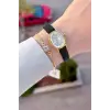 Kasası Gold Kordonu Siyah Renk Hediye Paketli 20 Mm 5 ATM Kadın Kol Saati