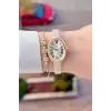 Kasası Gold Kordonu Krem Renk Hediye Paketli 22 Mm 5 ATM Kadın Kol Saati