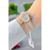 Kasası Gold Kordonu Krem Renk Hediye Paketli 20 Mm 5 ATM Kadın Kol Saati