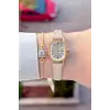 Kasası Gold Kordonu Krem Renk Hediye Paketli 20 Mm 5 ATM Kadın Kol Saati