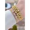 Gold Renk 28 Mm Kadın Kol Saati ve Bileklik