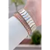 Kadranı Bordo Kordonu Rose Gümüş Renk 30 mm Hediye Paketli Kadın Kol Saati
