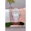 Gümüş Renk 30 mm Hediye Paketli Kadın Kol Saati
