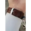 Kasası Gümüş Gold Kordonu Kahverengi Renk 42 Mm Takvimli Hediye Paketli Erkek Kol Saati