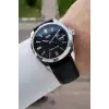 Kasası Gümüş Kordonu Siyah Renk 42 Mm Takvimli Hediye Paketli Erkek Kol Saati