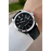 Kasası Gümüş Kordonu Siyah Renk 42 Mm Takvimli Hediye Paketli Erkek Kol Saati