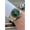 Kadranı Yeşil Kordonu Gold Gümüş Renk 41 Mm 5 ATM Takvimli Hediye Paketli Erkek Kol Saati