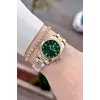 Kadranı Yeşil Kordonu Gold Gümüş Renk Hediye Paketli Kadın Kol Saati ve Bileklik